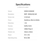 IMX415 8MP USB Camera Module — 4K, Autofocus, Type-C, Driver-Free