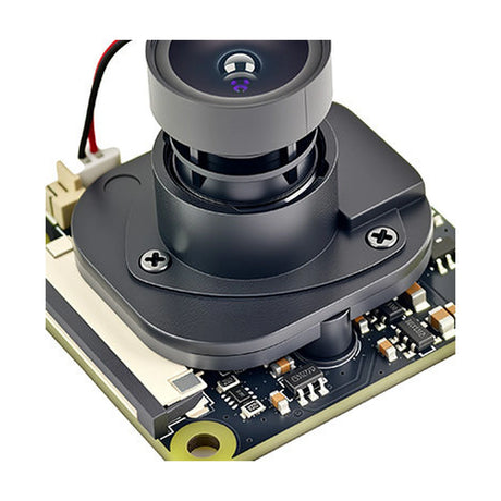 Close-up of IMX662 camera lens and adjacent cable connector